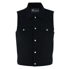 Vance VB917 Mens Black Jean Style Denim SOA Motorcycle Vest with Conceal Carry Pockets (2X-Large, Black)