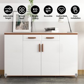 4/8Pcs Furniture Leveling Feet, 0-2inch Adjustable Height Heavy Duty Wardrobe Leg Leveler with Wrench and Screw Galvanized Steel Cabinet Leveler Leg for Shelving Cupboard Bed (Silver 8)