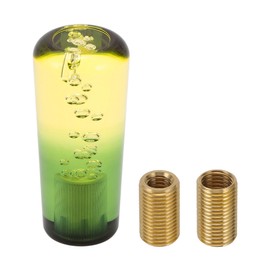 INFINAUTO Round Crystal Shift Knob, 10cm Universal for Automatic and Manual Vehicle Gear Shifter Knob with 2 Adapter Acrylic Yellow Green, 1 Set