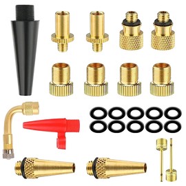 WeddHuis 25 pieces bicycle valve adaptor, high-quality valve adapter for air pump and compressor, DV; AV; SV; ball needle etc.