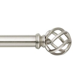 MODE Premium Collection Single Curtain Rod Set with Birdcage Finials - 36 to 72 in, Nickel