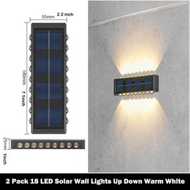 ASLIDECOR Solar Fence Lights 4 Pack,Solar Wall Lights Outdoor Up Down, Waterproof Led Fence Lighting,Warm White Solar Deck Light for Outside House Garden Yard Patio Porch Pool (Warm White)