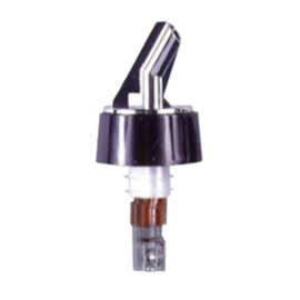 Spill-Stop 398-25 Posi-Por Pourer, 1-1/8 oz., Chrome with Black Collar, Made in USA, Pack of 12, Oil and Liquor Stopper Spout, Bottle Mouth