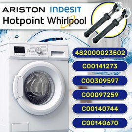 Pack of 2 Shock Absorbers Washing Machine 100N Diameter 13 mm Length 298 mm - 200 mm with Original Code 482000023502 C00140670 C00140744 for Whirlpool for Indesit for Ariston Made in EU - Warranty 10 Years - MONTERAL