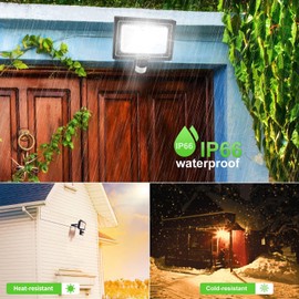 CLY LED Spotlight with Motion Sensor Outdoor, 35 W 3000 LM Outdoor Spotlight 6500 K Cool White LED Floodlight Super Bright Outdoor Light IP66 Waterproof Floodlight Outdoor for Garden Garage Backyard