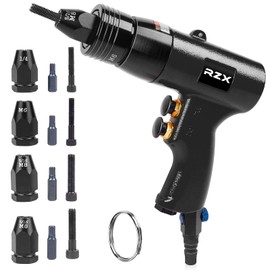 RZX Rivet nut Tool,Hand Rivet nut, Blind nut Riveter,nut setting4 Mandrel Pneumatic Rivet Nut Setting Gun with Quick-Change M6 M8 1/4 5/16