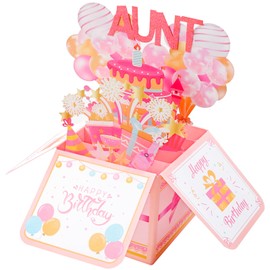 loghohu Happy Birthday Aunt Pop up Card, Happy Mothers Day Card with Envelope 3D Funny Pop up Mothers Day Cards for Auntie Birthday Gifts from Niece Nephew