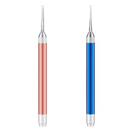 Rose Gold + Blue (2 Pieces), LED Light Ear Pick Earwax Remover Set, Waterproof Earwax Removal Tool with Ear Handles, Two Sizes for Children and Adults, Spoon Cleaning Tool