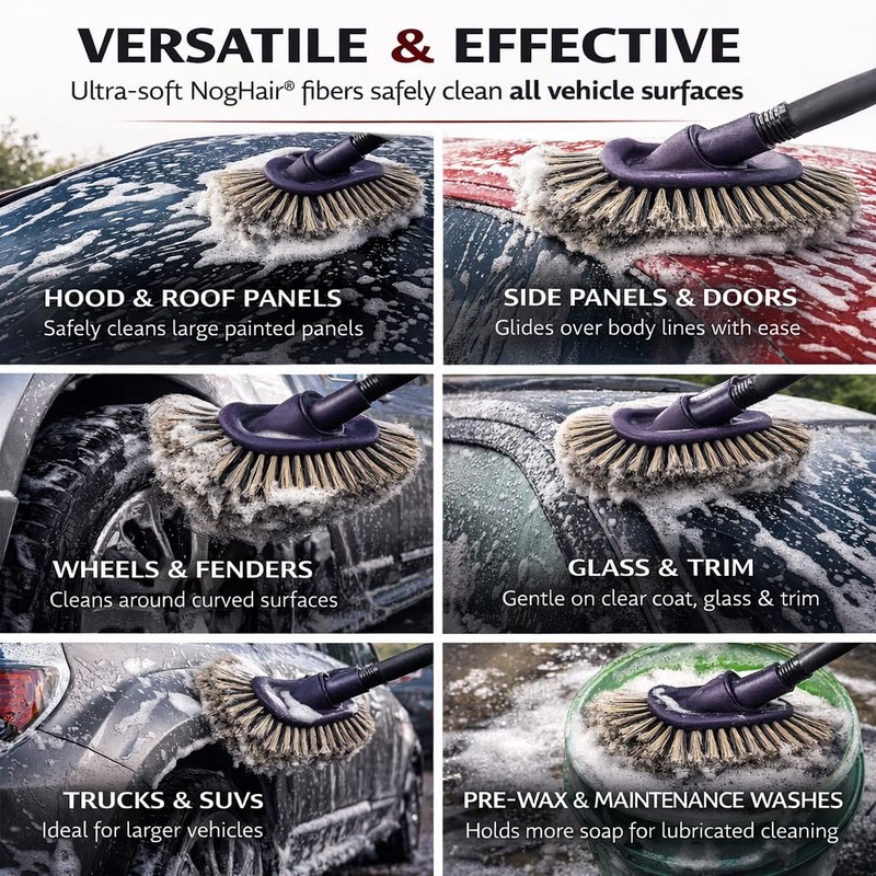Hi-Tech NogHair Wash Brush – 14" Multi-Level Car Wash Brush