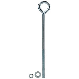 Merriway BH02816 (2 Pcs) Eye Bolts with Nuts and Washers, Bright Zinc Plated M8 x 200mm - Pack of 2 Pieces