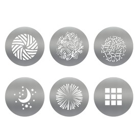 Soonphp 6pcs/Set Round GOBO Kit,2.6" Metal Plate with Hollow Patterns for Godox SA/VSA Spotlight Attachment and Soonpho OT1 Pro II III Optical Conical Snoot to Create Different Lighting Effects(Set 5)