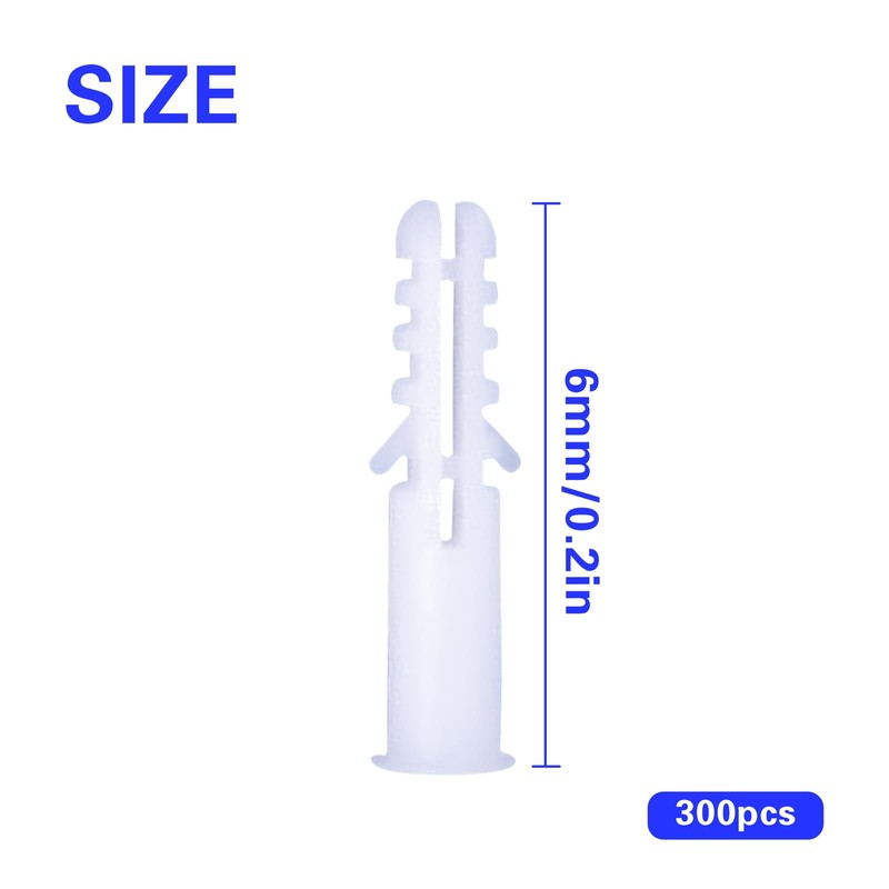300Pcs S4 (4mm) Expansion Anchor Kit with 6mm Drill Bit