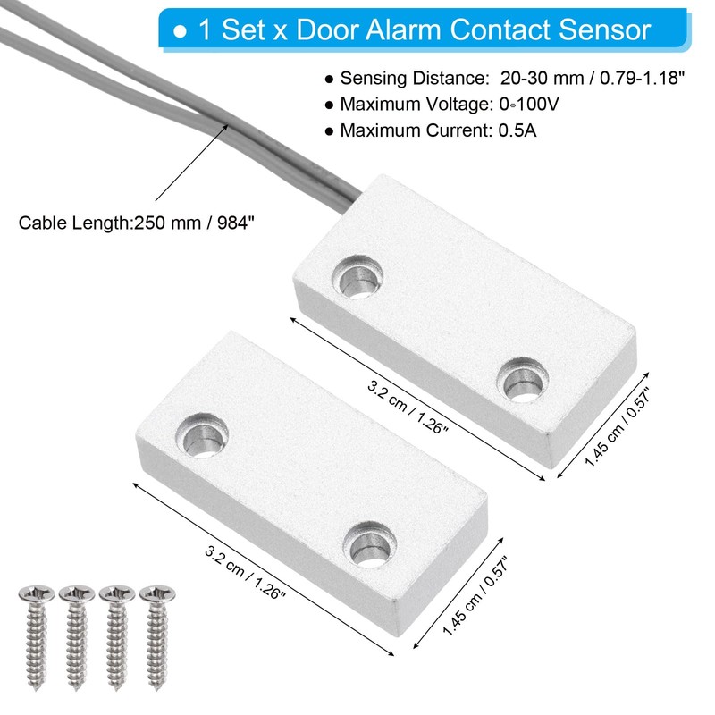 PATIKIL Security Rolling Door Contact, 0-100V/0.5Amp Magnetic Reed Switch Alarm