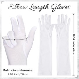 Boyiee Long Opera Elbow Length Gloves 16 Inch Banquet Party Wedding Gloves Stretchy Costumes Gloves for Men Women(White)