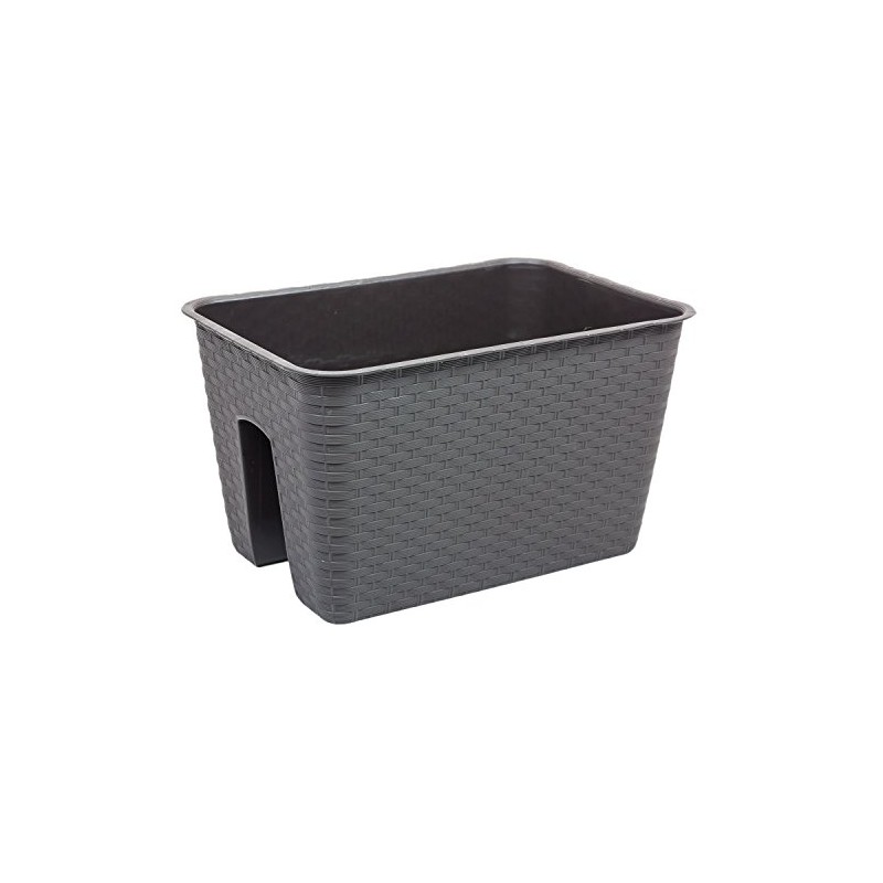 Railing Box L 39 cm Brown Rattan Look Balcony Box
