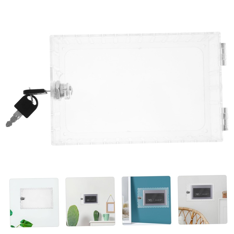 Operitacx Transparent Locking Thermostat Cover with Key Air Conditioner Thermostat