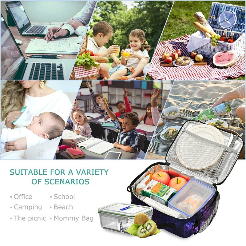 Lunch Box Insulated Soft Lunch Bag Lunch Container Universe Galaxy