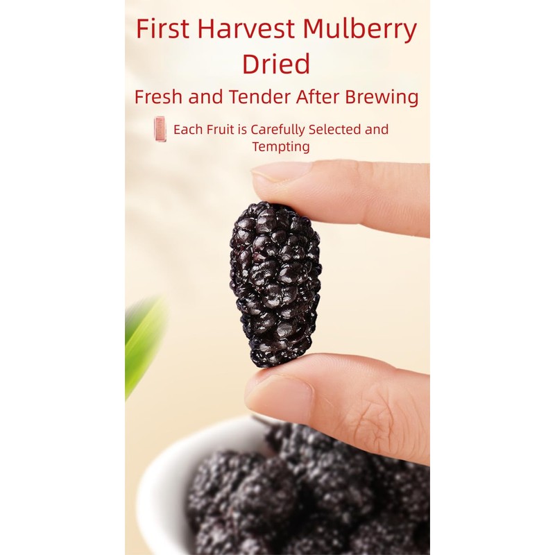 Dried Black Mulberries, No-Wash Dried Mulberry Fruit, Large,Traditional Whole Dried
