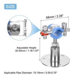 sourcing map 4Pcs Pipe Support, Stainless Steel Wall Mount Ceiling Mount Pipe Support Bracket, Adjustable Height 30-50mm for OD Pipe 15-19mm