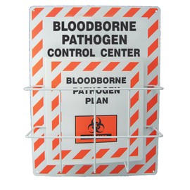 Accuform ZLT150 Aluminum Bloodborne PATHOGEN Control Center Board Kit, Backboard with Coated Wire Basket, 1-1/2" 3-Ring Plan Binder Included, 20" Length x 15" Width x 0.063" Thick