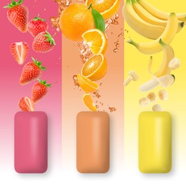 PUR Jumbo Gum | Aspartame Free Chewing Gum | 100% Xylitol | Natural Strawberry, Banana, Orange Flavor, 20 Pieces (Pack of 3)