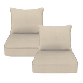 COZYVIDA Indoor/Outdoor Deep Seat Patio Cushions seat(22x24x4.7 inch),Back(23x19 inch) : Resilient Foam Filling, Weather Resistant Patio Cushions,2 Sets,Putty