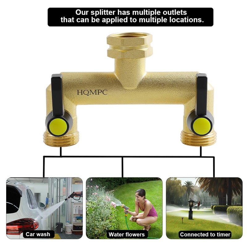 HQMPC 2 Way Hose Splitter Heavy Duty Water Splitter Outdoor