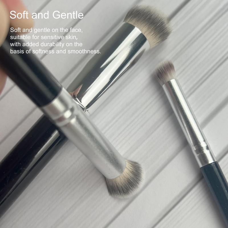 3-Piece Foundation Contour Brush Set, Kabuki Brushes for Liquid, Cream,