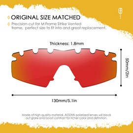 AOZAN ANSI Z87.1 Polarized Replacement Lenses For Oakley M Frame Strike Vented Sunglasses - Electric Crimson