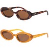 Teumire Retro Oval Sunglasses for Women Men Tiny Narrow 90s