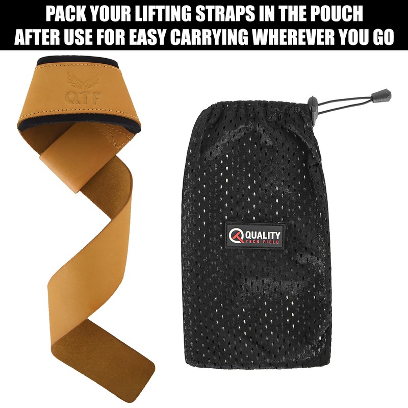 QTF Lifting Wrist Straps, Full Leather Wrist Assistance for Heavy
