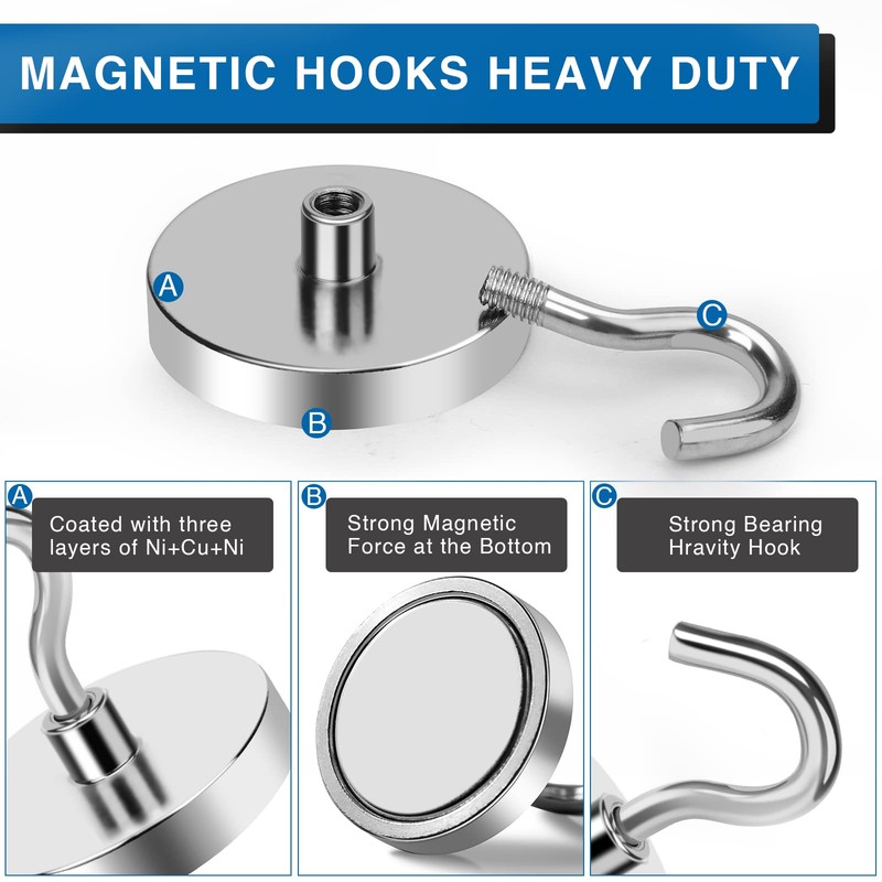LOVIMAG Magnetic Hooks Heavy Duty, 110 lb Strong Magnetic Hooks