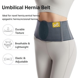 Umbilical Hernia Belt for Men and Women - Hernia Support for Men with 2 Compression Pad (inguinal, femoral, incisional) - Abdominal Binder Post Surgery and Postpartum （L/XL）