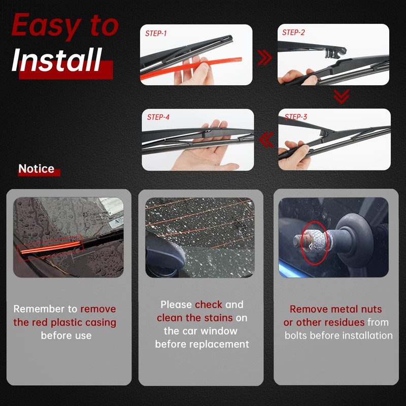 OTUAYAUTO Rear Windshield Wiper Arm Blade Set - Replacement for