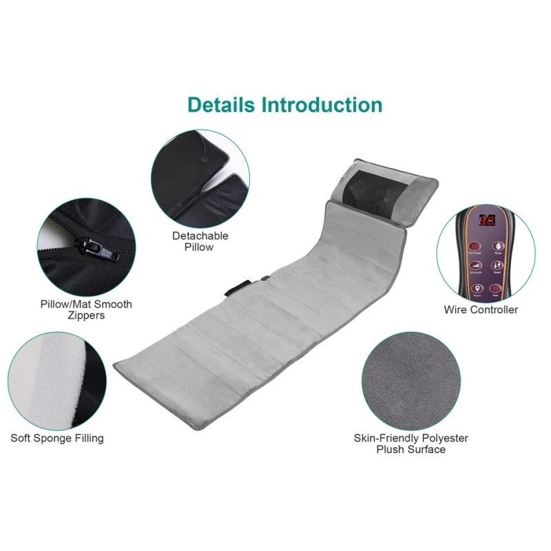 Full Body Electric Massage Mat w/Heat Vibration Massage Pad Cushion