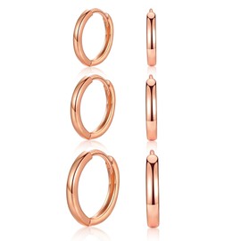 MASOP Silver Creole Earrings 925 Silver Stud 8/10/12 mm Women Girls Men, Silver