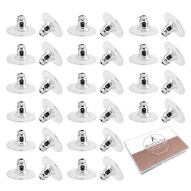 BEADNOVA Earring Backs Replacements Earring Backing Silver Plated Pierced Hypoallergenic Ear Stud Backs Stoppers Safety Bullet Clutch Earstud Backings with Pad for Posts (120pcs)