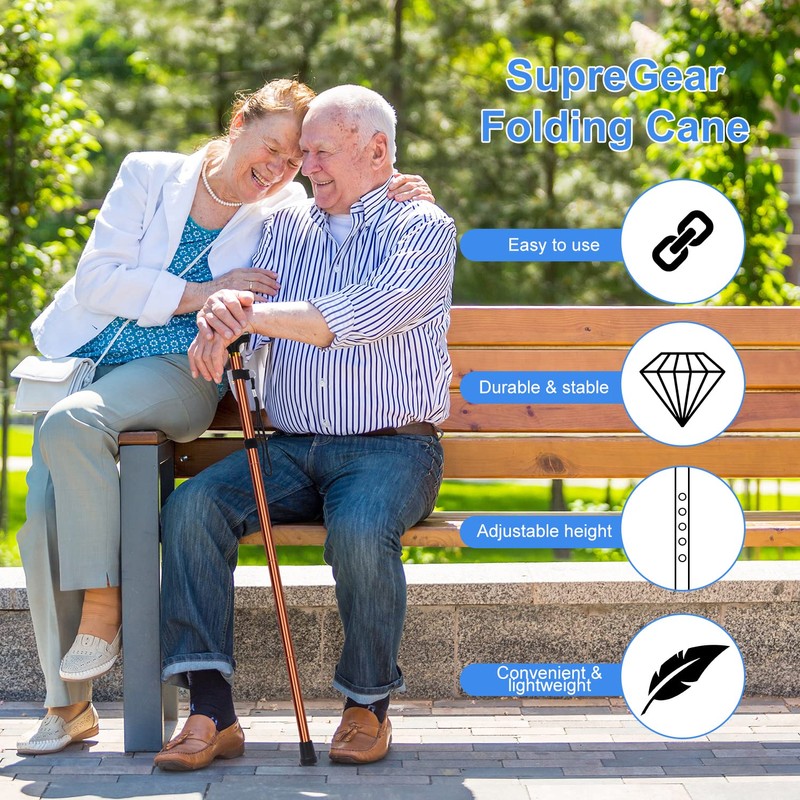 supregear Folding Cane, 5-Level Adjustable Height Walking Stick Lightweight Collapsible