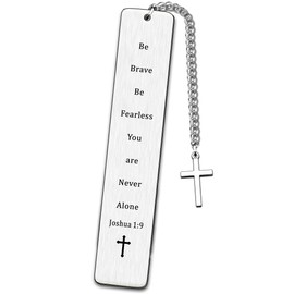 AMZQ Inspirational Gifts Christian Bookmark Be Brave Be Fearless You are Never Alone Joshua 1:9 Bible Verse Bookmark Inspirational Cross Bookmark Religious Gifts