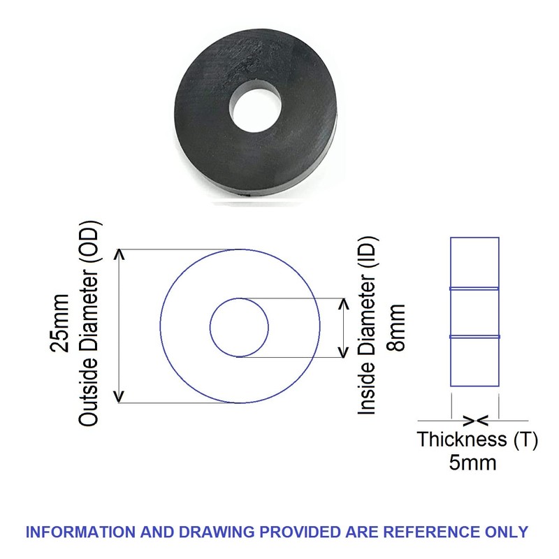 TERF® Black Nylon Spacer Washer M8 (8mm) X 25mm X