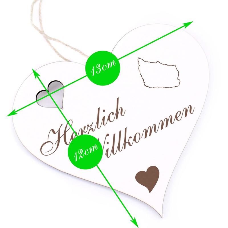 Herzlich Willkommen Sign – Island Bornholm – Decorative Heart Wooden