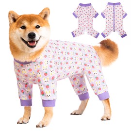 Pupsooft Dog Recovery Suit for Small Medium Large Dogs, Pet Onesie After Surgery Comfort Dog Bodysuit Anti Licking (Medium, Purple Bunny)