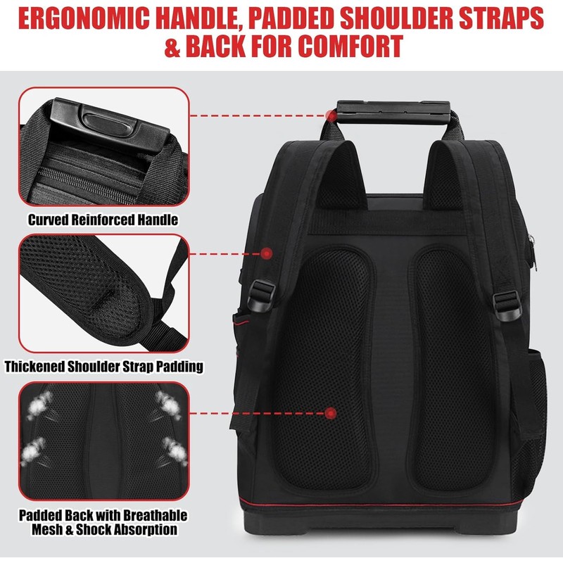 TooCust Construction Backpack Heavy Duty with Hard Bottom, Tool Backpack