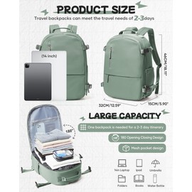 SEAFEW Large Travel Vacuum Backpack with Electric Air Pump, Carry on Backpack Flight Approved Item Bag,Casual Daypacks Cabin Bagage,Hiking Business Laptop Backpack with USB Charger, Green