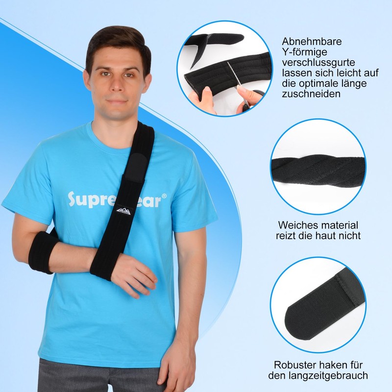 supregear Arm Sling, Adjustable Shoulder Brace Immobiliser Rotator Cuff Lightweight