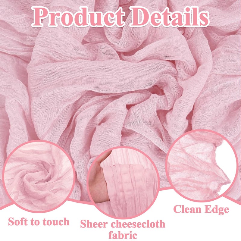 Cheesecloth Table Runner, Pink Table Runner for Weddings & Events,