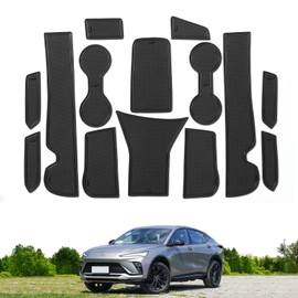 Car Anti-Slip Gate Slot Cup Mats for Buick Envista 2024 2025 Center Console Liners Cup Holders Inserts Mat Door Pocket Liners Accessories Interior （Black）