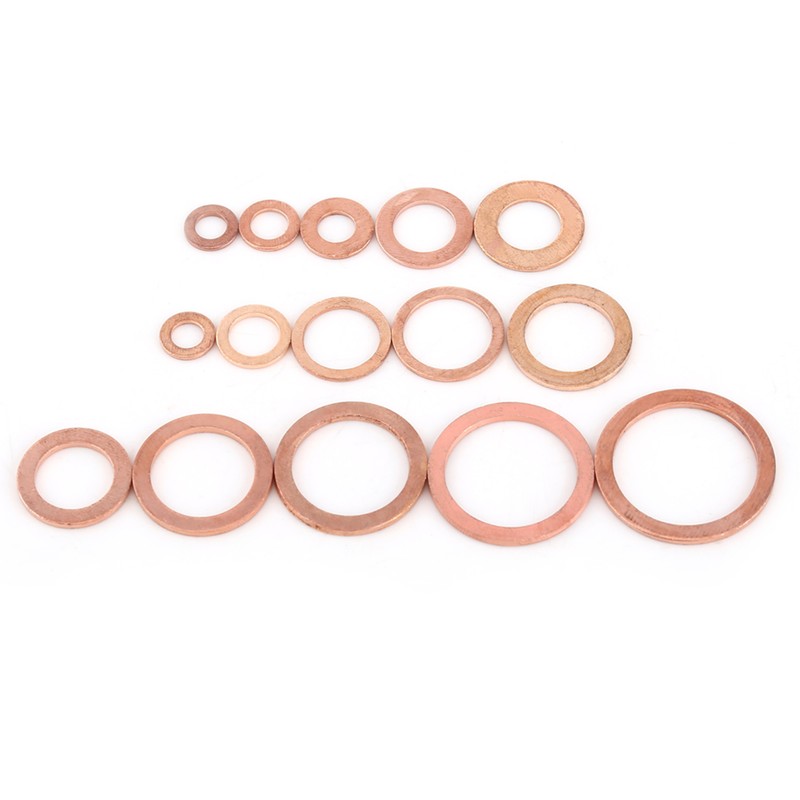 150pcs Metric 15 Sizes Copper Flat Washers Gaskets Assortment Set