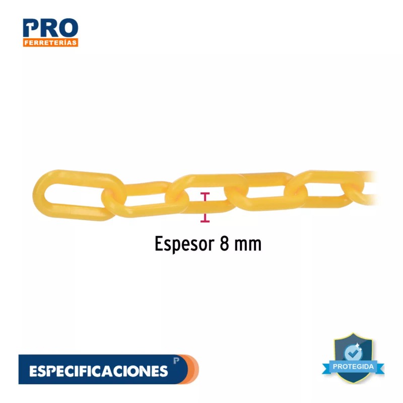 Fiero Cadena Plastica 8 Mm X 25 Mt Amarilla Fiero