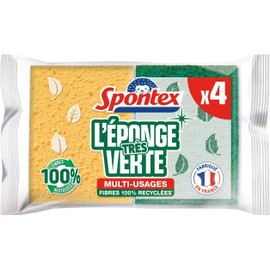 SPONTEX - The Green Sponge - 4 Scouring Pads Green - Economical